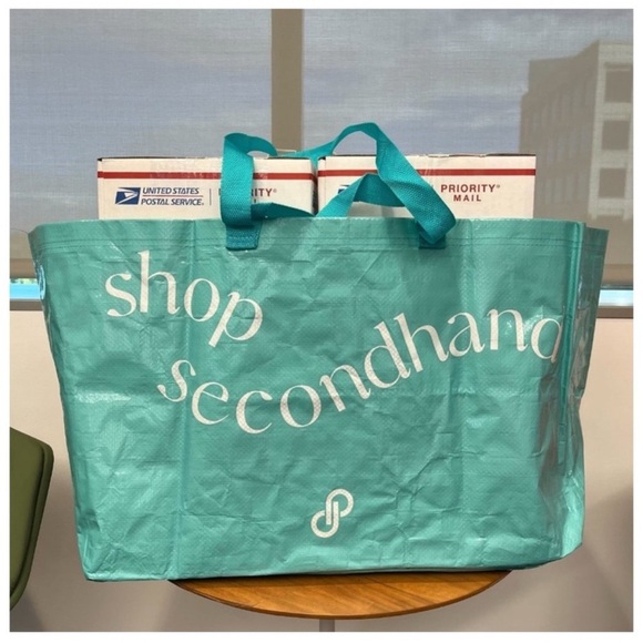 Poshmark Swag Oversized Double Handle Teal Tote Bag Brand New - Picture 6 of 8